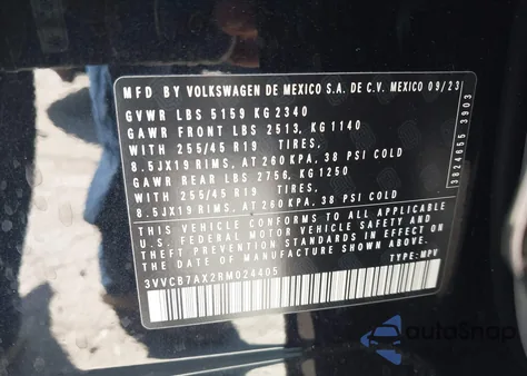 2024 Volkswagen Tiguan 2.0T Se R-Line Black z USA, uszkodzony, nr VIN 3VVCB7AX2RM024405